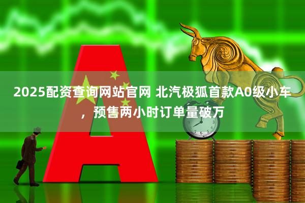 2025配资查询网站官网 北汽极狐首款A0级小车,预售两小时订单量破万